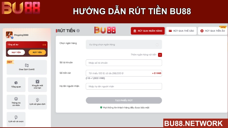 hướng dẫn rút tiền bu88